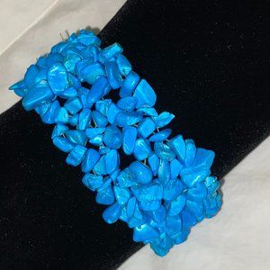 Turquoise Colored Stone SlipOn Statement Bracelet